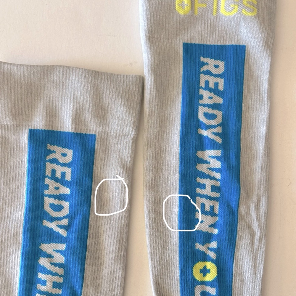 FIGS New EXTREMES Compression Socks READY WHEN YOU ARE Gray Blue Yellow - Picture 5 of 6